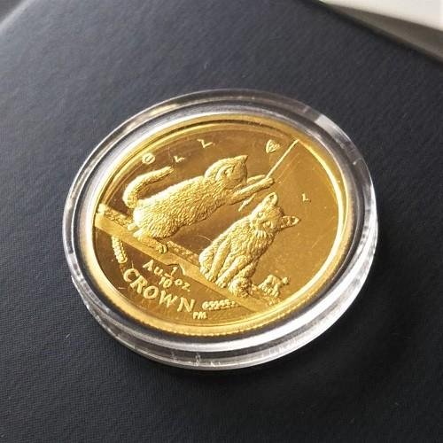 純金コイン キャット金貨 1/10オンス 2001年製 マン島政府発行 猫 