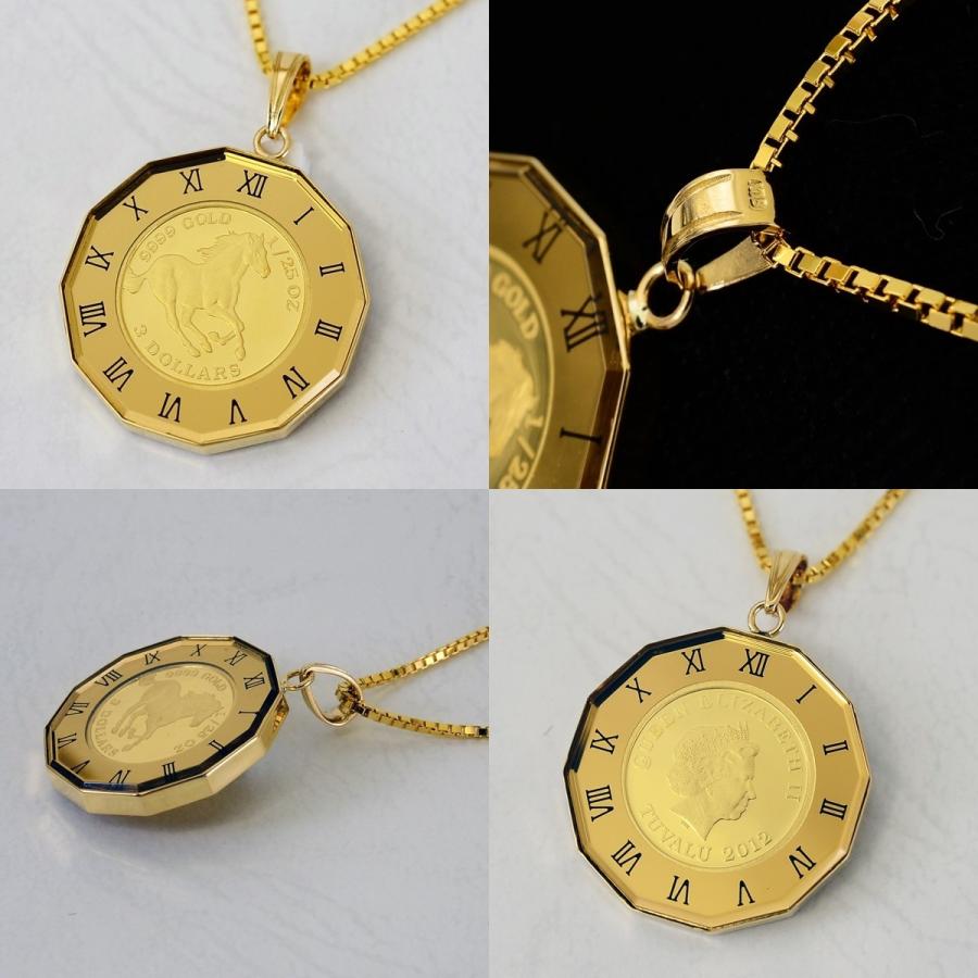 純金 ネックレス コイン ツバルホース金貨 1/25オンス 18金 丸型 純金 ネックレス コイン ツバルホース金貨 1/25オンス 18金 丸型