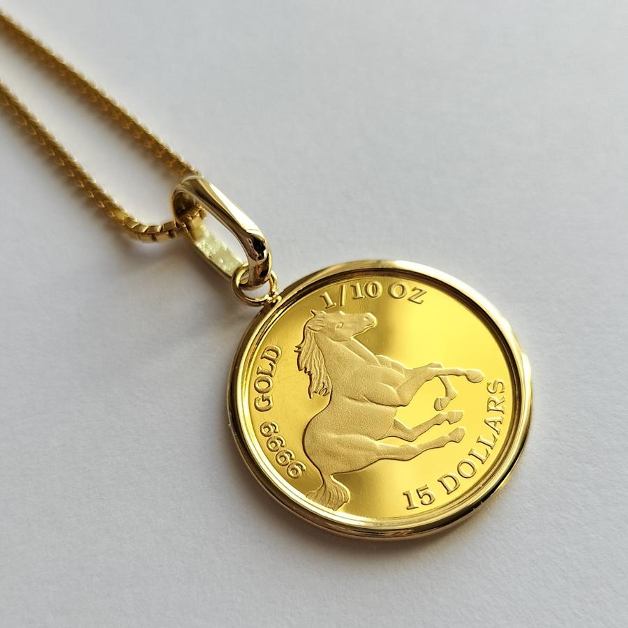 24金 コイン ペンダント ツバルホース金貨 1/10オンス（大
