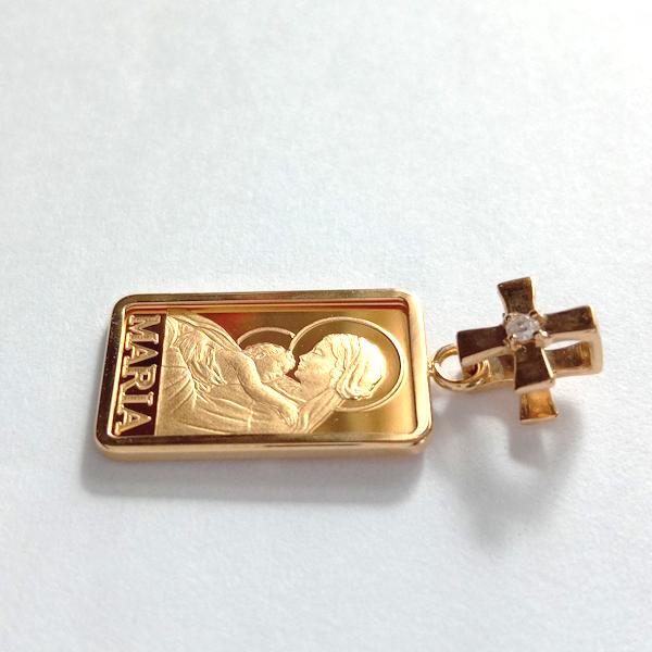 24金 聖母マリア金貨 1g 18金ツメ枠 ダイヤ付きバチカン(プラス 24金 聖母マリア金貨 1g 18金ツメ枠 ダイヤ付きバチカン(プラス