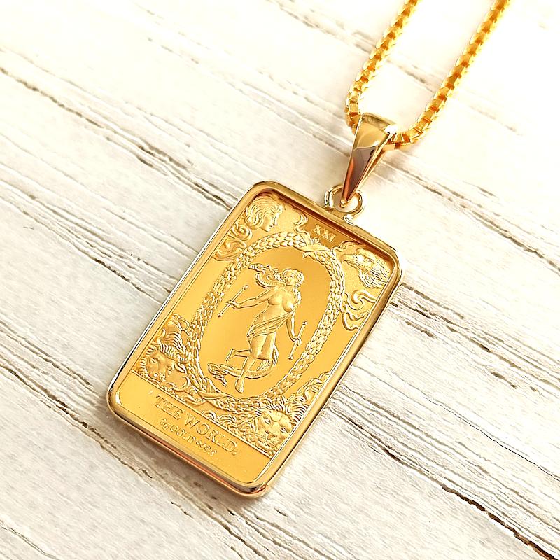 純金インゴットネックレス 24金 タロットカード2g 18金ツメ枠 the