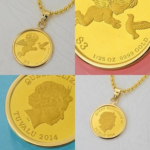 純金 ネックレス コイン 24金 ツバルエンジェル金貨 1/25オンス 純金 ネックレス コイン 24金 ツバルエンジェル金貨 1/25オンス