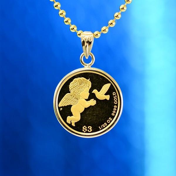 純金 ネックレス コイン 24金 ツバルエンジェル金貨 1/25オンス 純金 ネックレス コイン 24金 ツバルエンジェル金貨 1/25オンス