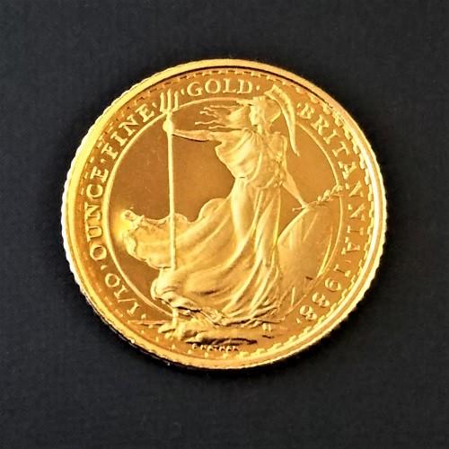 22金 ブリタニア金貨 1/10オンス 1988年 イギリス王室造幣局発行 英国 10ポンド ゴールドコイン :027-03-1988:金貨と