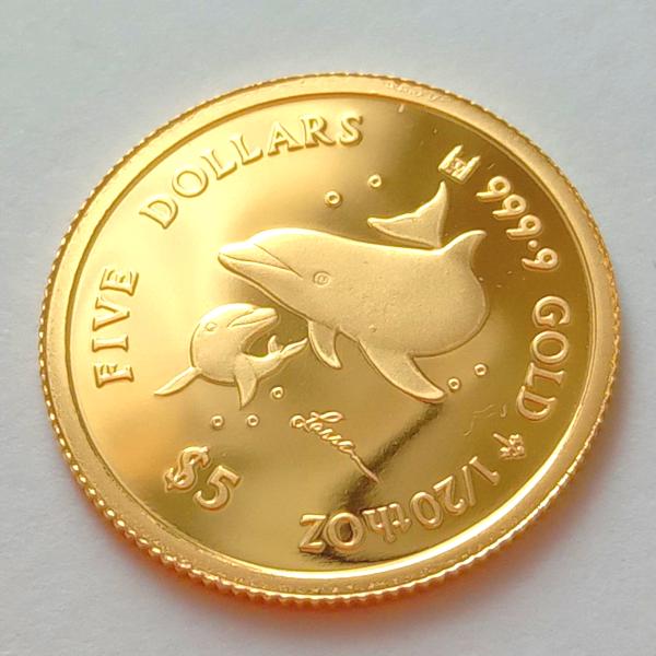 純金 コイン 24金 ラッセン イルカ金貨 1/20オンス 2002年製 純金 コイン 24金 ラッセン イルカ金貨 1/20オンス 2002年製
