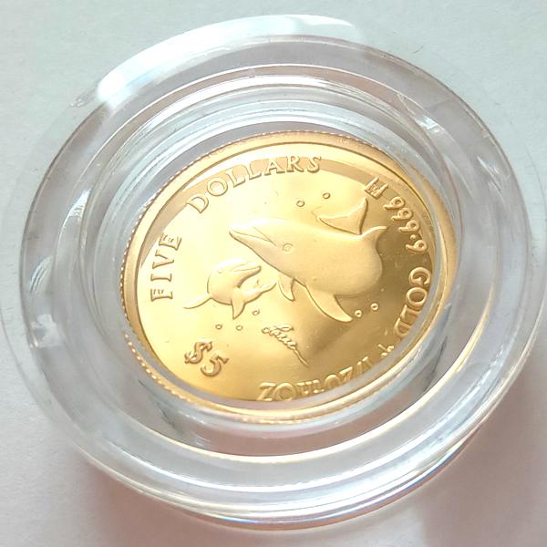 純金 コイン 24金 ラッセン イルカ金貨 1/20オンス 2002年製 純金 コイン 24金 ラッセン イルカ金貨 1/20オンス 2002年製
