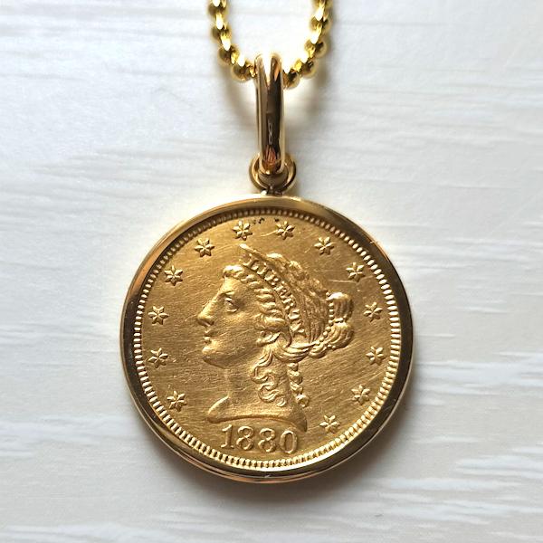 金コインペンダント アメリカ金貨 2.5ドル クオーターイーグル USA 18 