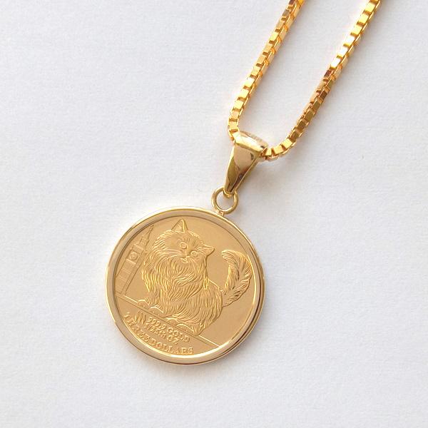 24金 キャット金貨 1/25オンス 2022年製 18金シンプル伏込み枠