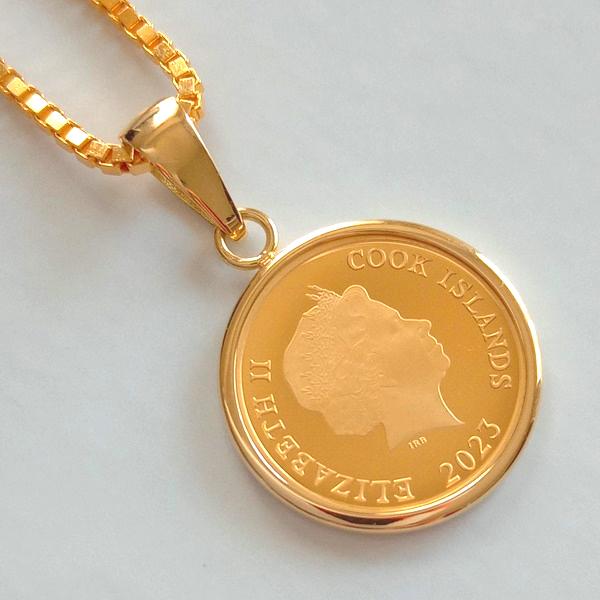 24金コインネックレス ドッグ金貨 1/30オンス ゴールデン 24金コインネックレス ドッグ金貨 1/30オンス ゴールデン