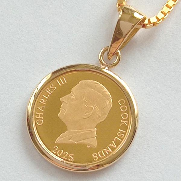 24金 コインペンダント 幸運のクローバー金貨 純金1.03g K18シンプル