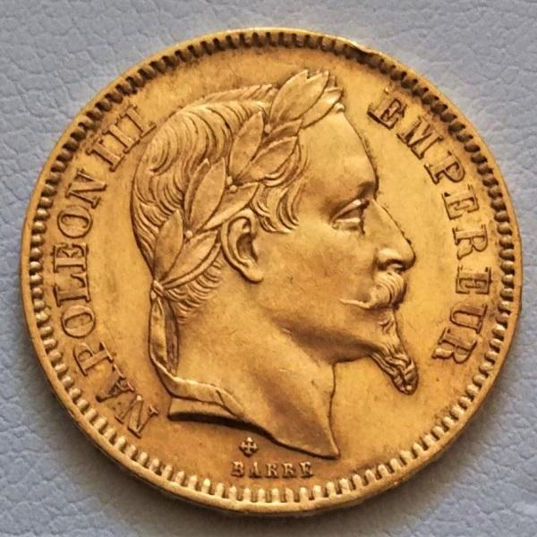 金コイン ナポレオン金貨 ナポレオン3世 1866年 20フラン : 金貨と銀貨