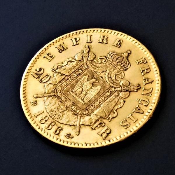 金コイン ナポレオン金貨 ナポレオン3世 1866年 20フラン : 090-99 