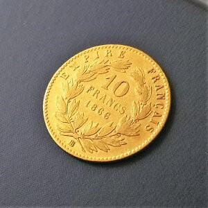 金コイン ナポレオン金貨 1866年 10フラン フランス : 金貨と銀貨の