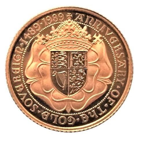 金コイン ハーフソブリン金貨 1/2sov 1989年 500周年記念 イギリス 