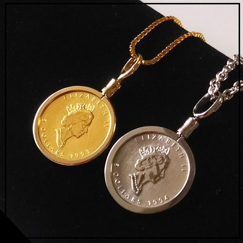 純金＆プラチナ ペア ネックレス メイプル金貨＆プラチナ貨 1/10オンス