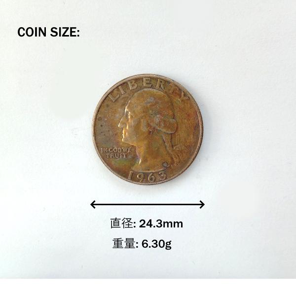 シルバーコイン アメリカ 25セント 銀貨 1/4 クォータードル 1963年