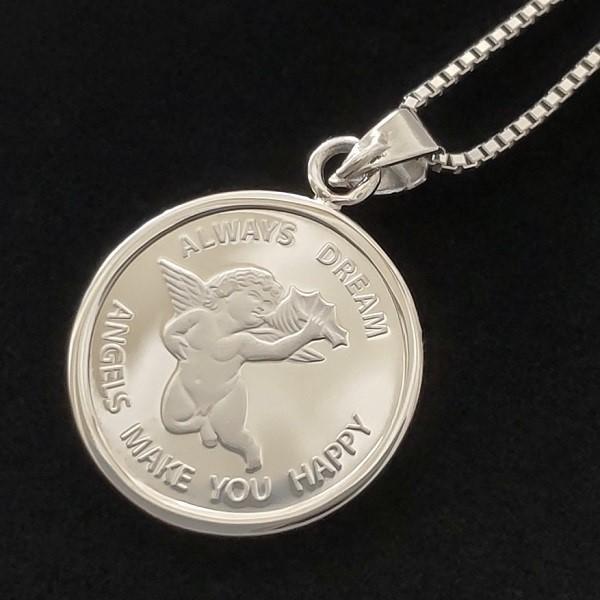 プラチナ ネックレス コイン パンプ エンジェルプラチナ 1/25オンス PT850枠 コインペンダント トップ pamp チェーン付き！