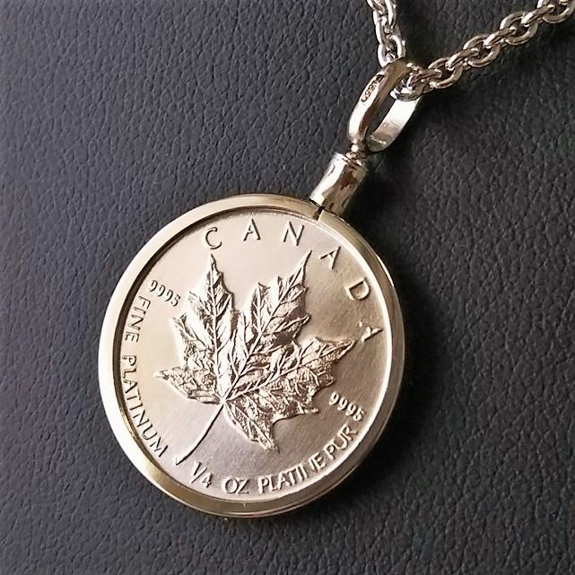 純プラチナ ペンダント メイプル プラチナ貨 1/4オンス PT850 純プラチナ ペンダント メイプル プラチナ貨 1/4オンス PT850