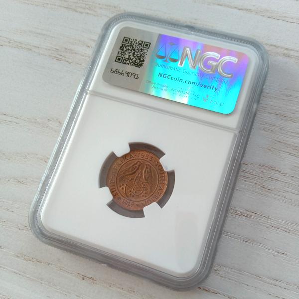 南アフリカ 1/4ペニー コイン エリザベス2世 1953年 銅貨 NGC鑑定付き