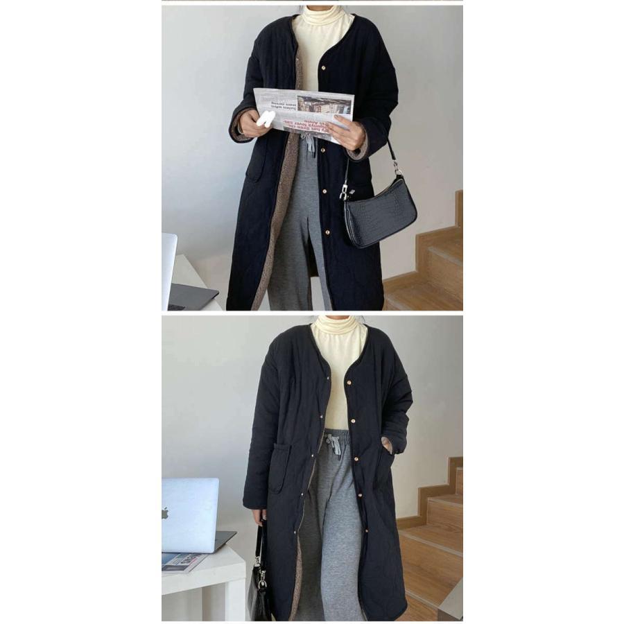 キルティングコート ボアコート ミドル丈 レディース リバーシブル