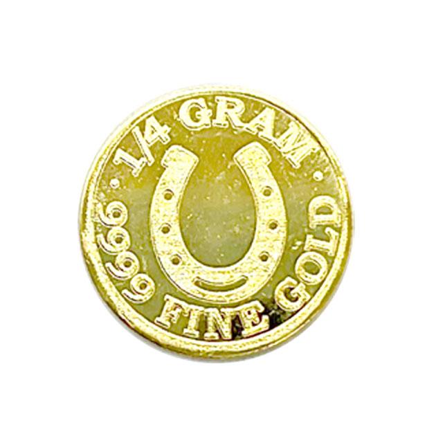 ホースシュー金貨 0.25g クリアケース入り   純金 金貨 コイン 金銀の貯金箱の画像