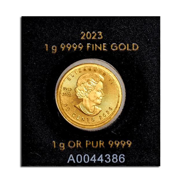 2023年製　メイプルリーフ金貨 1g 24k 純金ゴールド メイプル金貨 1g 2023年製 純金 金貨 コイン ゴールド 金銀の貯金箱