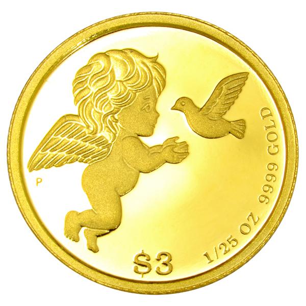 ツバルエンジェル金貨 1/25オンス 2022年製 クリアケース入り 純金