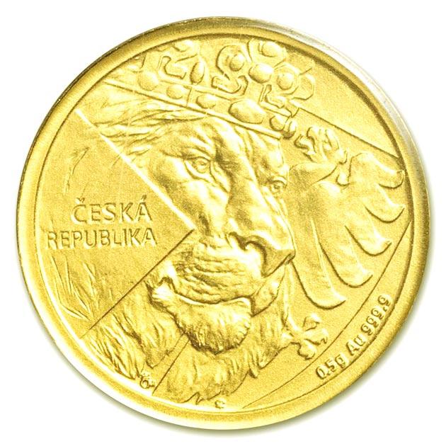 チェコ ライオン金貨 0.5g 2024年製 純金 金貨 ライオン 金銀の貯金箱