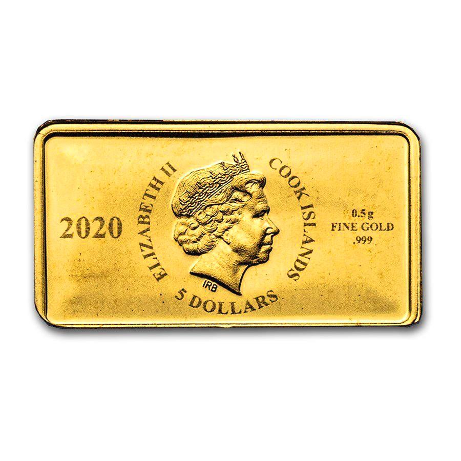 ハリー・ポッター ホグワーツ・エクスプレス ゴールドバー 0.5g 2020年製 純金 クック諸島政府発行の画像