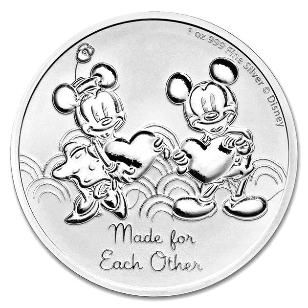 ミッキー＆ミニー ハート銀貨 1オンス 2023年製 黒BOX入り 純銀 コイン