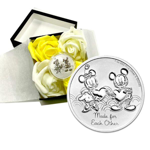 ミッキー＆ミニー ハート銀貨 1オンス 2023年製 黒BOX入り 純銀 コイン