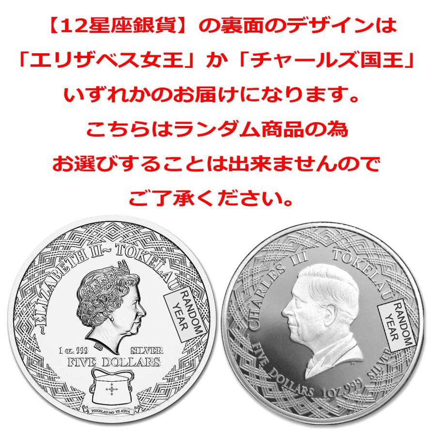 12星座 ふたご座銀貨 1オンス ランダムイヤー クリアケース入り 銀貨 1オンス 1oz 純銀 コイン 銀 金銀の貯金箱の画像