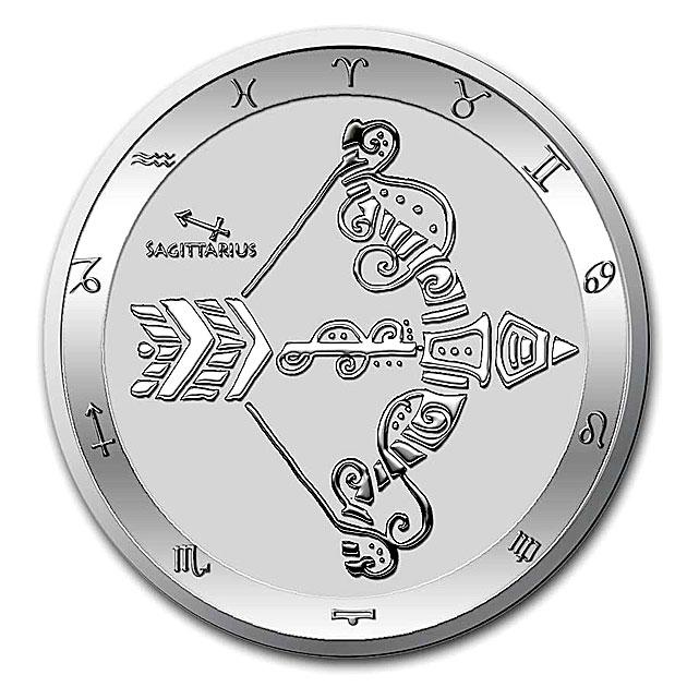 12星座 いて座銀貨 1オンス ランダムイヤー クリアケース入り 銀貨 1オンス 1oz 純銀 コイン 銀 金銀の貯金箱の画像