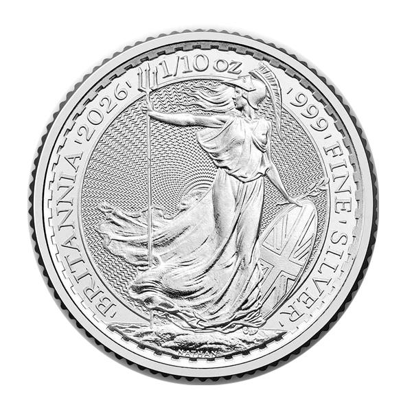ブリタニア銀貨 1/10オンス 2026年製 クリアケース入り 純銀 銀貨
