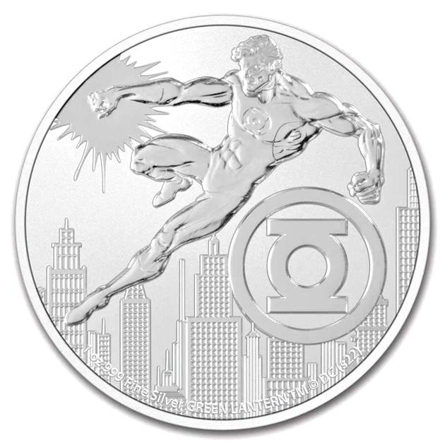 ジャスティス・リーグ グリーンランタン銀貨 1オンス クリアケース入り 純銀 シルバー 1oz 金銀の貯金箱の画像