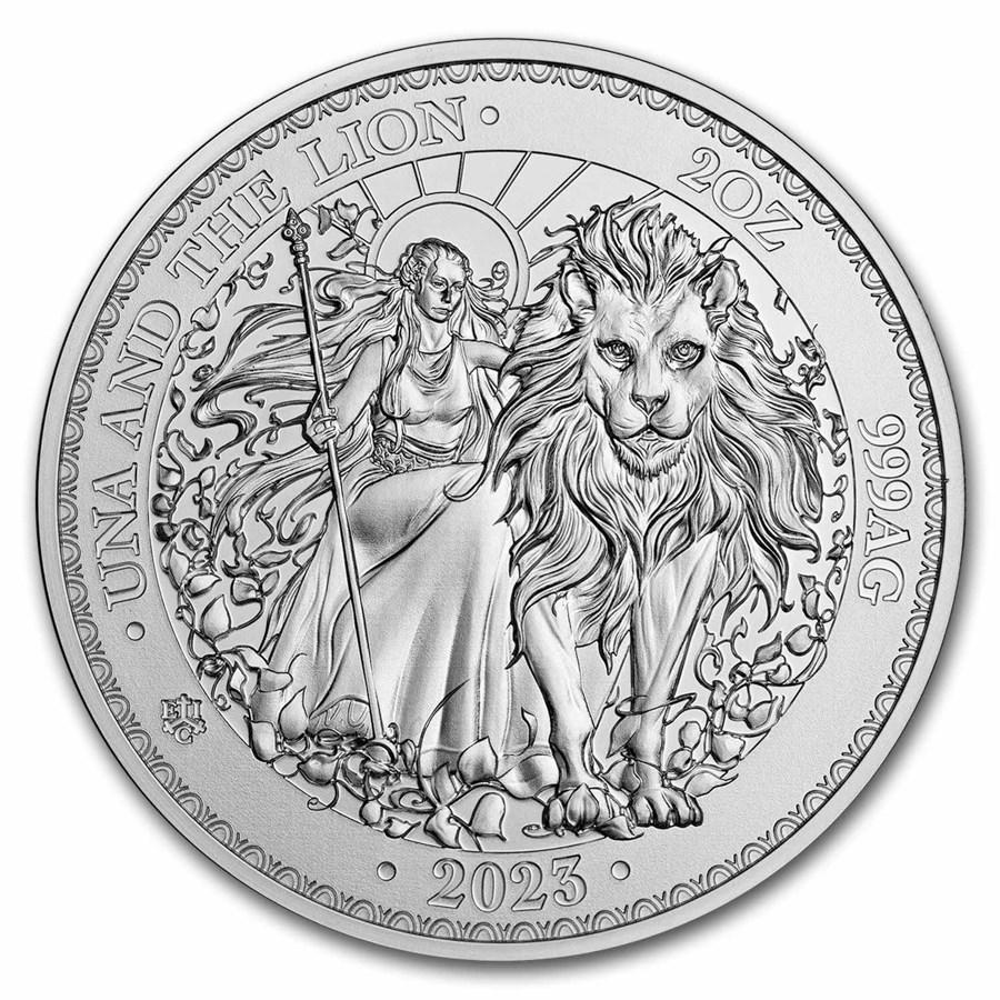 ウナとライオン銀貨 2オンス 2023年製 クリアケース入り 純銀 コイン セントヘレナ発行_2