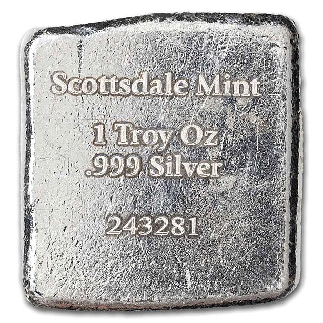 スコッツデール ライオン スクエア シルバーバー 1オンス   純銀 インゴット 延べ棒 金銀の貯金箱の画像