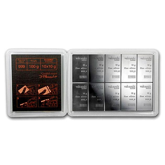スイス ヴァルカンビ コンビバー シルバーバー100g (10g×10) 純銀 インゴット  延べ棒の画像