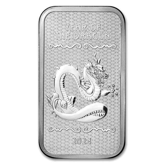 干支龍 シルバーバー 5オンス 2024年製   純銀 インゴット シルバー 金銀の貯金箱の画像