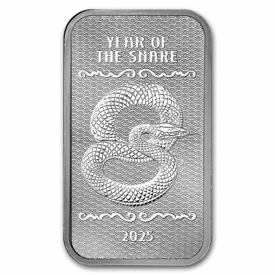 干支ヘビ シルバーバー 5オンス 2025年製   純銀 インゴット シルバー 金銀の貯金箱の画像