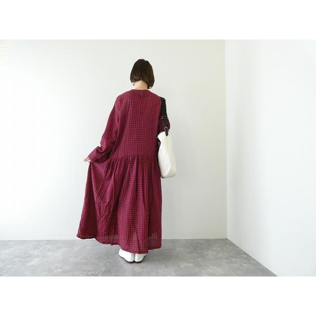 美品【ichi】ウールガーゼ　ギンガムチェック　ギャザーワンピース　日本製 SALE】ichi(イチ) ウールガーゼギンガムワンピース(250429)※セール商品