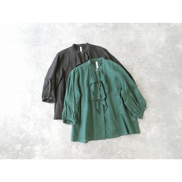 OUVERT(ウーヴェル) ラミーリネンローンフリルフロントブラウス 