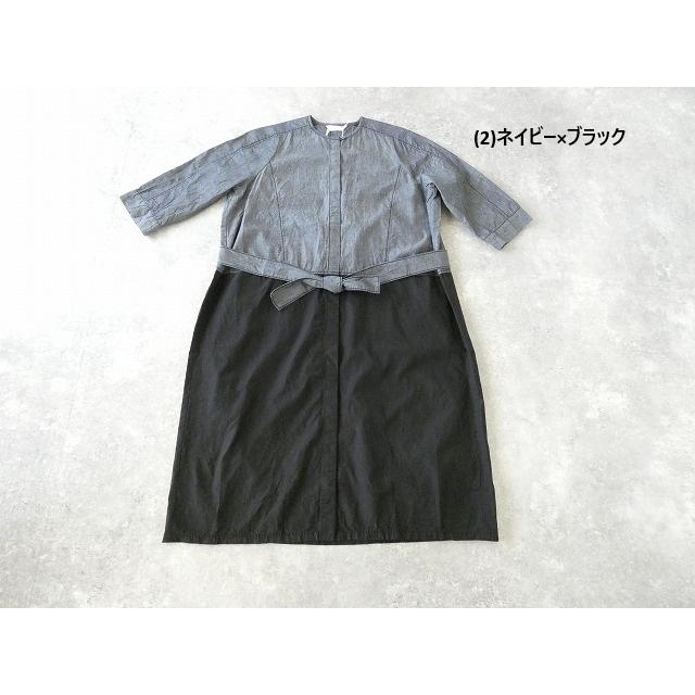 homspun(ホームスパン) ライトオンスシャンブレー比翼配色7分袖ワンピース(252-1644)_12