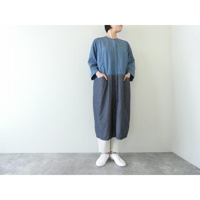 homspun(ホームスパン) ライトオンスシャンブレー比翼配色7分袖ワンピース(252-1644)_9