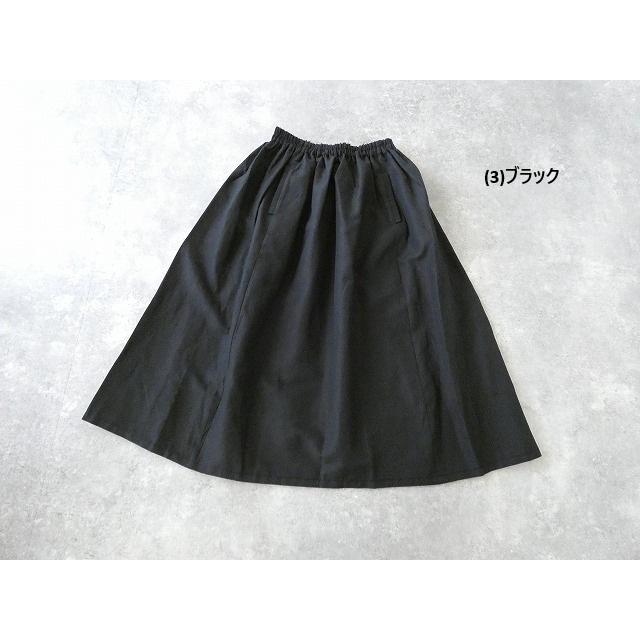 ホームスパン homspun リネンギャザースカート 丈サイズM ブラック homspun コットンリネンマット ギャザースカート ブラック homspun