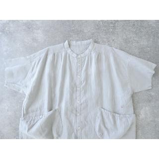 快晴堂(かいせいどう) 初秋まで着られるリネン 半袖スタンド背タック