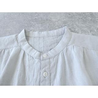 快晴堂(かいせいどう) 初秋まで着られるリネン 半袖スタンド背タック