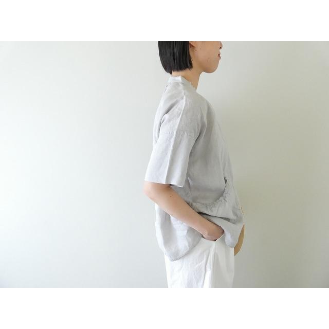快晴堂(かいせいどう) 初秋まで着られるリネン 半袖スタンド背タック