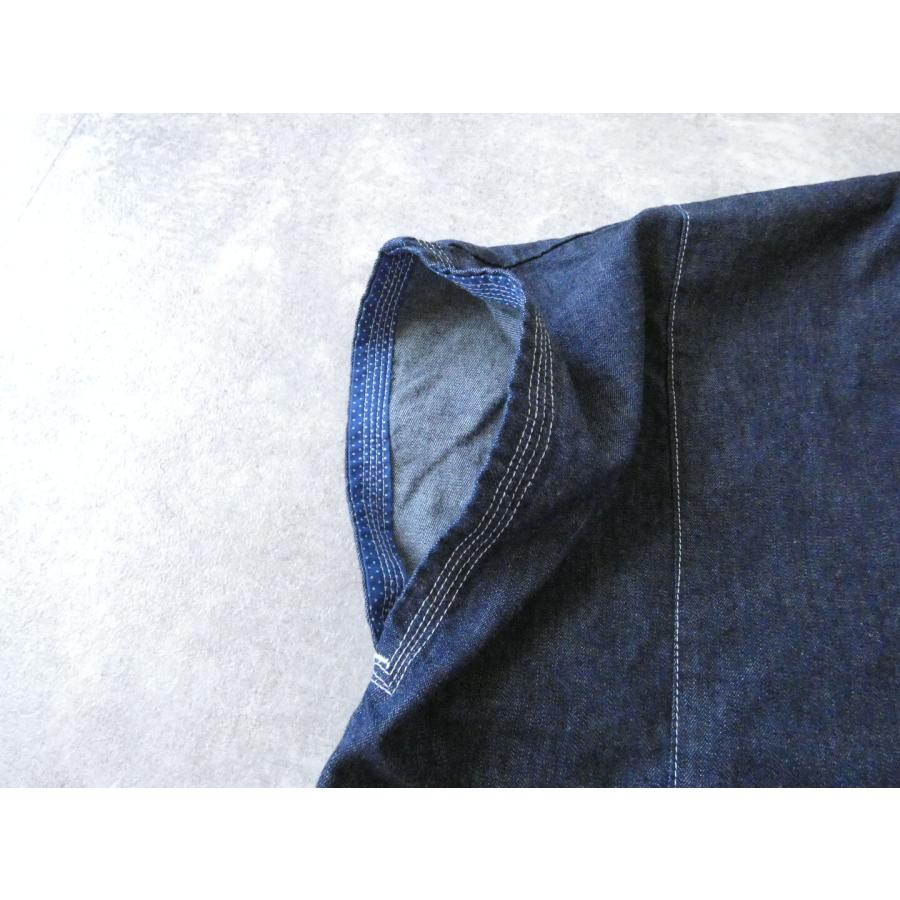 快晴堂(かいせいどう) Girl's・マルチシーズン/6オンスデニム Wide脇切り替えセーラー衿シャツ(62S-16)の画像