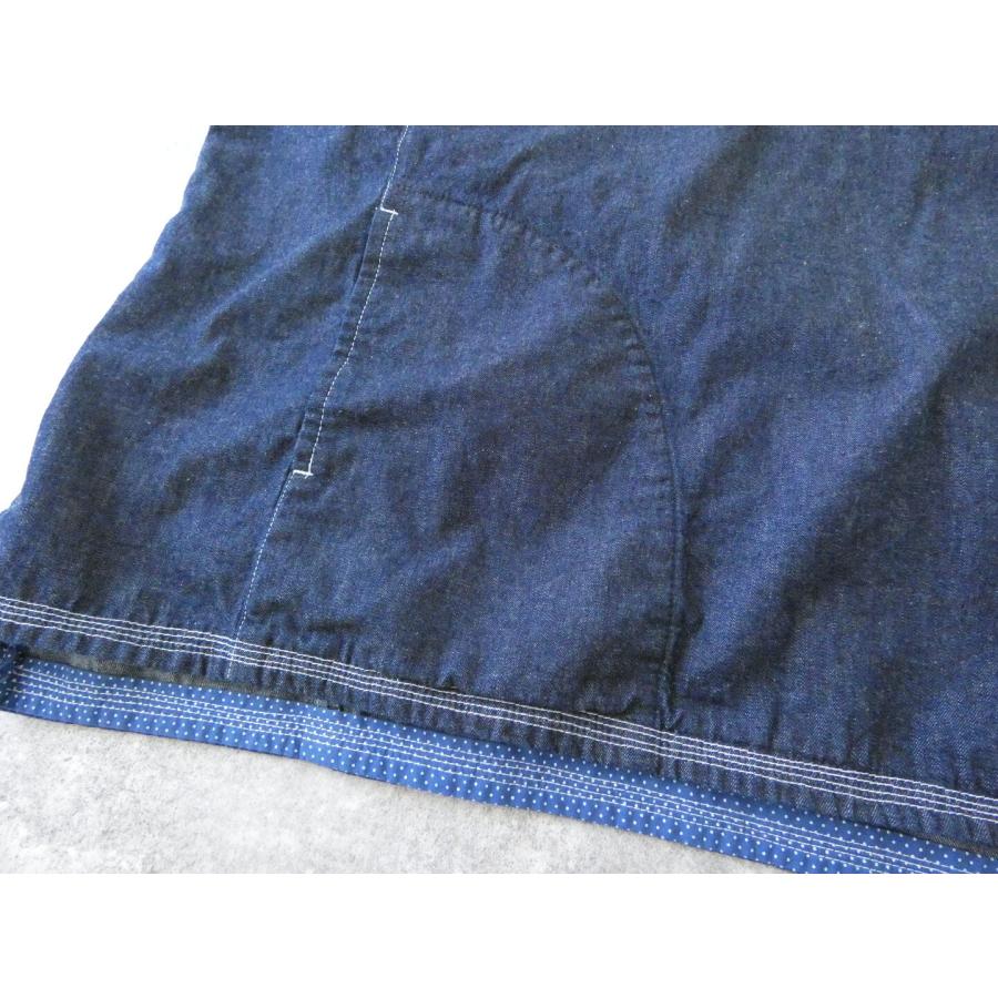 快晴堂(かいせいどう) Girl's・マルチシーズン/6オンスデニム Wide脇切り替えセーラー衿シャツ(62S-16)の画像